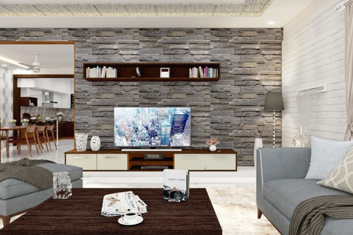 Exotic grey stone feature wall
